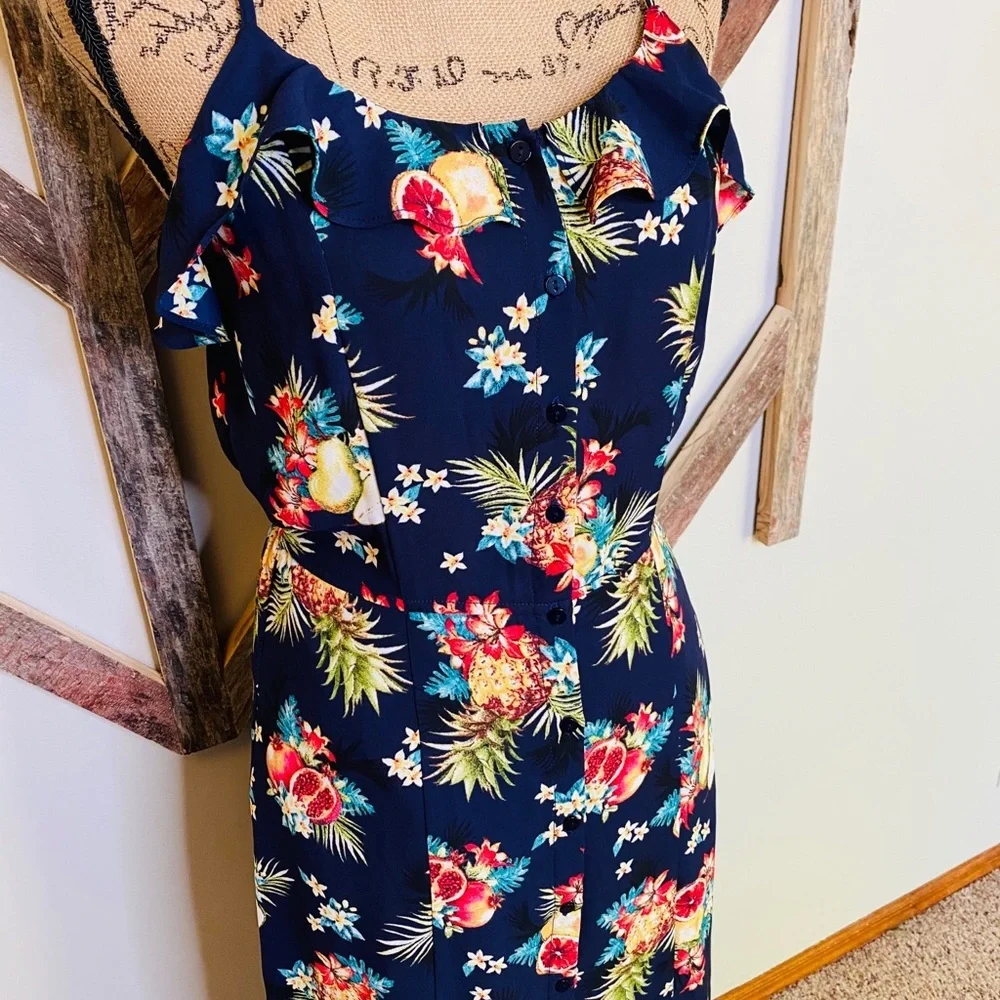Skies are Blue Tropical Print Maxi Dress